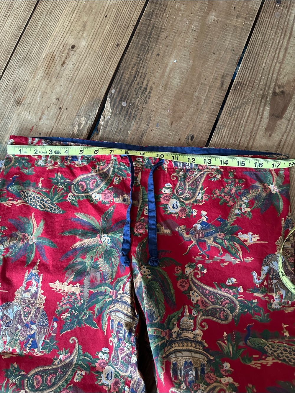 Pottery Barn chinoiserie pants lounge India elephants red drawstring cottagecore - Picture 12 of 12